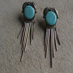 VINTAGE SOUTHWESTERN STERLING SILVER 925 TURQUOISE EARRINGS